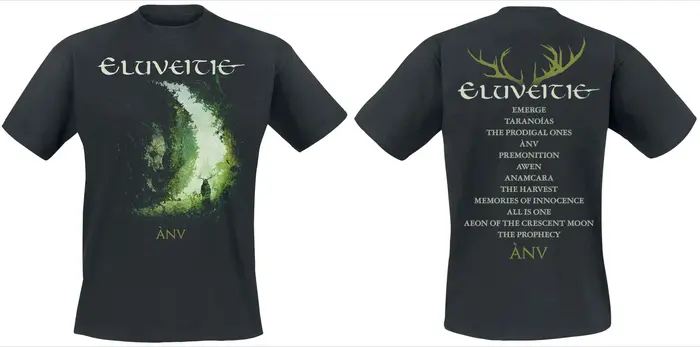 Eluveitie Raven Celtic Ornament Print T-shirt en coton noir pour hommes et femmes Folk Metal unisexe
