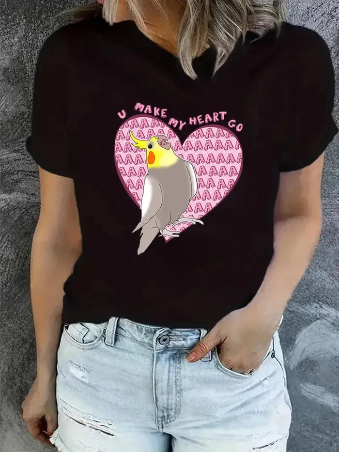Kawaii vêtements drôle T-Shirt filles calopsitte perroquet T-Shirt femmes vêtements Harajuku chemise