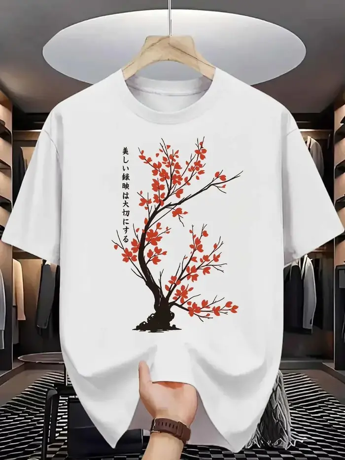 T-shirts à imprimé graphique cerise pour hommes