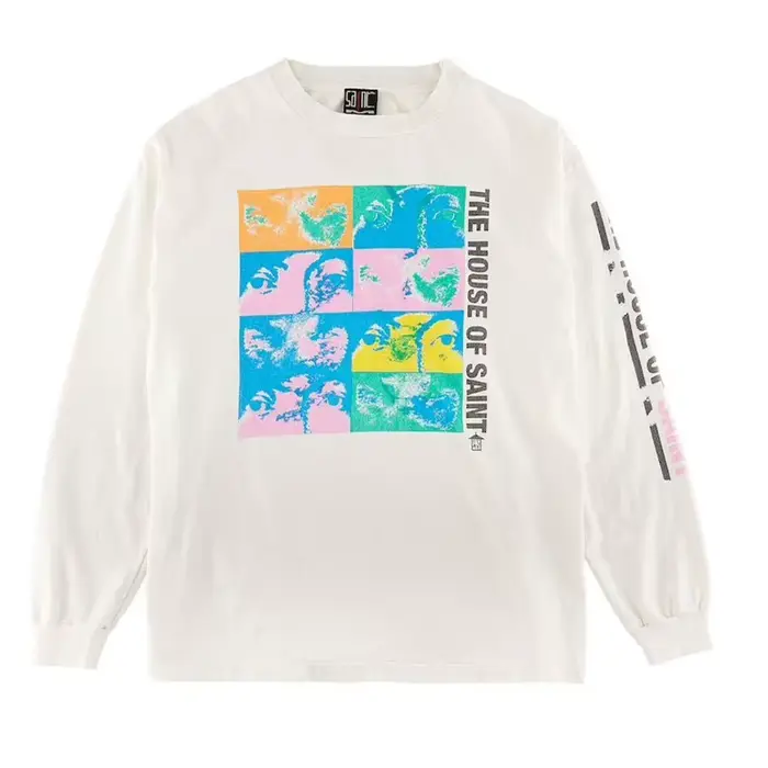 Manches longues Saint T-Shirt hommes femmes unisexe Top qualité coton ample T-Shirt ciment blanc à m