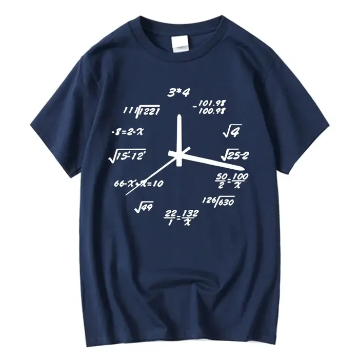 T-shirt homme 100% coton décontracté drôle horloge mathématique imprimer été ample col rond T-shirt