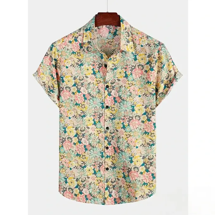2025 Chemise hawaïenne pour hommes T-shirt floral d'été plage imprimé de fleurs chemise à manches co