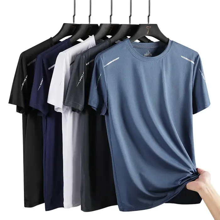 CHRLCK hommes course séchage rapide T-shirts respirant randonnée pêche