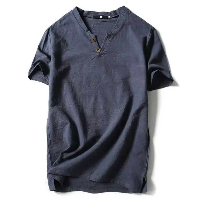 2025 nouvelle marque d'été T-Shirt hommes à manches courtes en vrac respirant coton lin