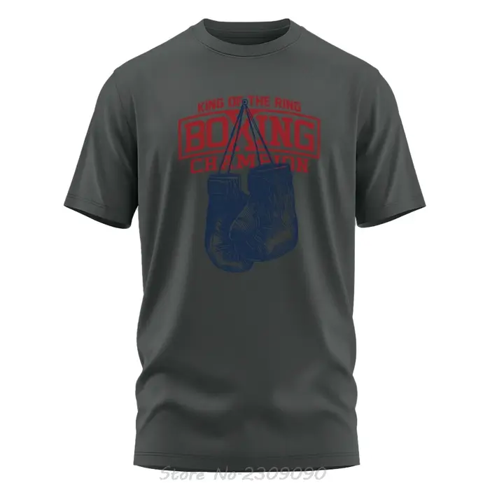 Roi de l'anneau Champion de boxe imprimé coton T-shirt Vintage GYM vêtements surdimensionné