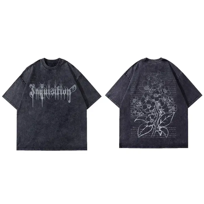 T-Shirt à Manches Courtes pour Homme, Streetwear, Vintage, Hip Hop, Imprimé Floral, Lettre, Délavé, 
