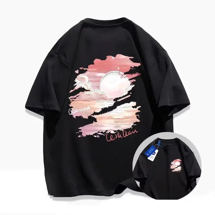 Tendance Été 2026 - T-shirt à Manches Courtes Motif Graffiti Peinture à l'Huile - Unisexe, Coton Pur