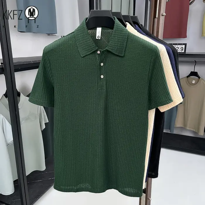 Polo en maille nid d'abeille minimaliste pour homme