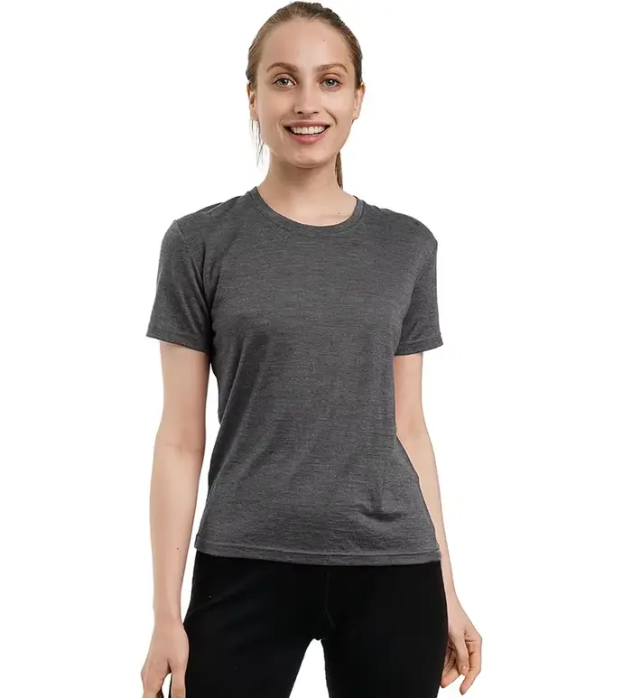 T-shirt à manches courtes en laine mérinos pour femme