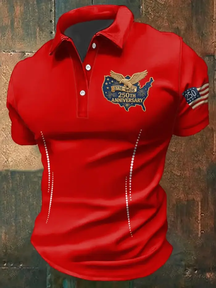 Polo pour homme USA 250e anniversaire, imprimé 3D Aigle chauve, Statue de la Liberté, Cloche de la L