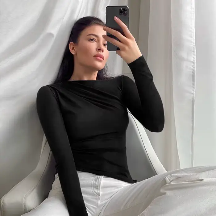 T-shirt basique à manches longues pour femmes