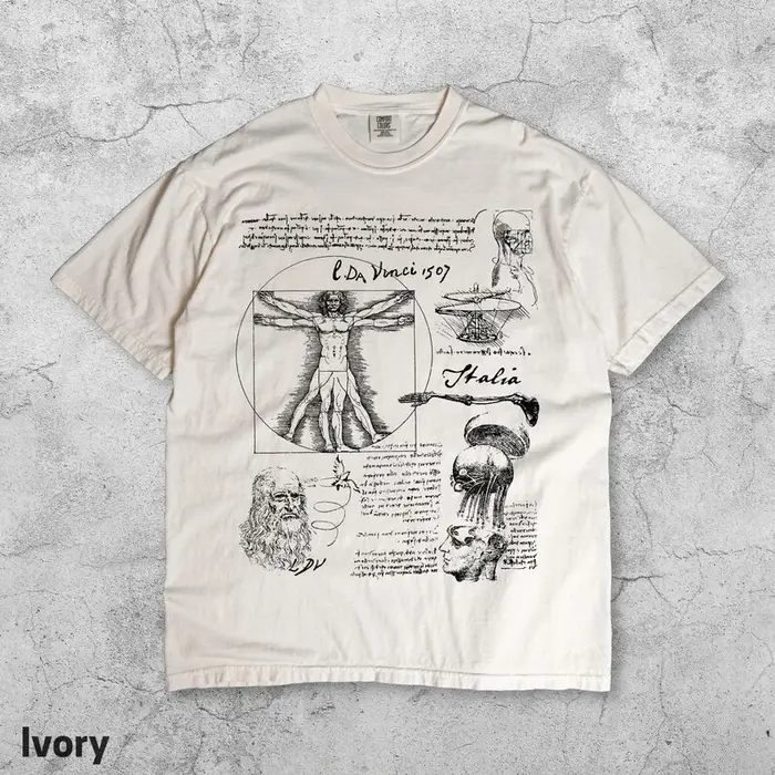 Da Vinci Vitruve homme Vintage T-shirt croquis anatomique Art