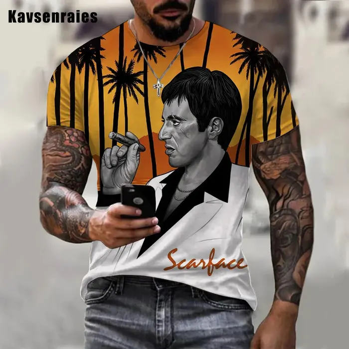 T-shirt du film planchers face Tony Montana pour hommes et femmes, Streetwear imprimé en 3D, T-shirt