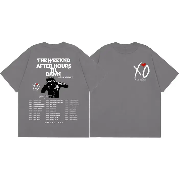T-shirt graphique The Weeknd After Hours Til Dawn Tour 2026, T-shirts vintage hip-hop à manches courtes pour hommes et femmes, T-shirt décontracté tendance