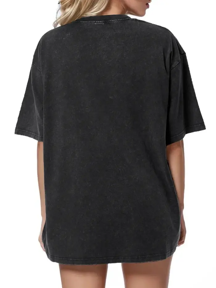 Spritzy Veneto Orange Fruits imprime lavé t-shirts femmes coton T-Shirt en détresse col rond confortable hauts été femme vêtements