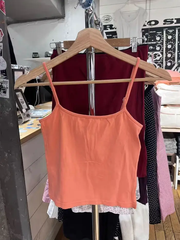 Nouveau débardeur court orange pour femme