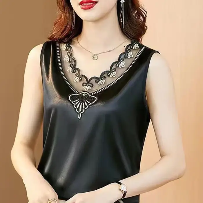 Débardeur à bretelles en satin pour femme