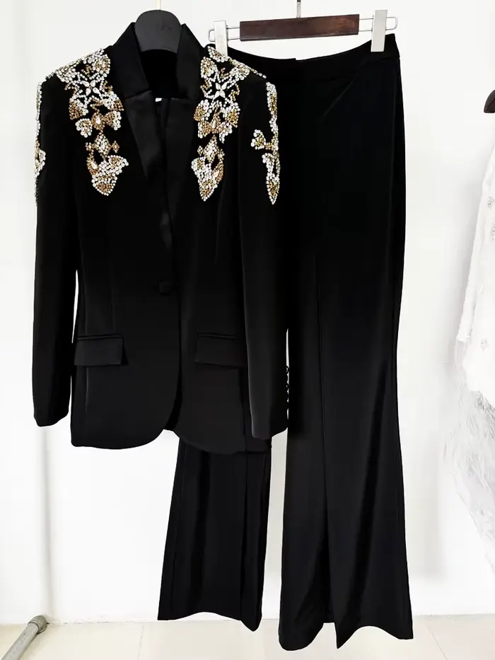Ensemble 2 pièces de costume de créateur pour femme, collection 2026, style urbain, avec blazer à co