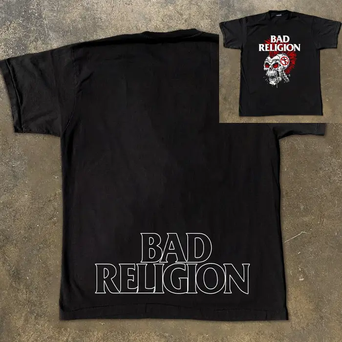 BAD RELIGION T-shirt rétro punk rock à manches courtes - T-shirt en coton épais surdimensionné de la