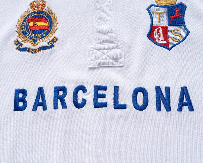 Polo en coton de haute qualité pour hommes Fans de football de Barcelona Symbole "Barca" brodé Cadeau du Nouvel An