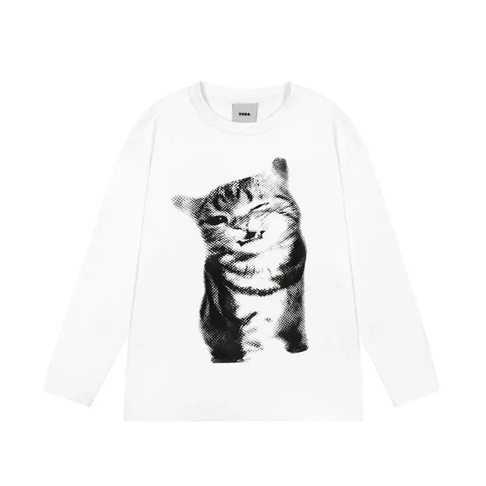 T-shirt à manches longues pour hommes, en coton, avec motif graphique, surdimensionné, esthétique vi
