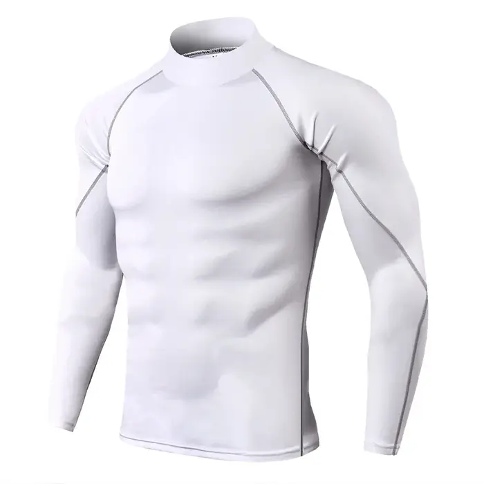 Compression t-shirt hommes à manches longues musculation Sport t-shirts décontracté séchage rapide gymnase Fitness