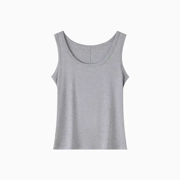 Débardeur Femme Col U en Mélange Tencel et Laine, Coupe Slim, Sans Manches, Couleur Unie, pour Superposition, Camisole Basique d'Été