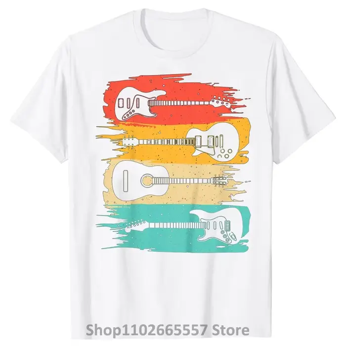 T-shirt à Manches Courtes en Coton pour Homme, Streetwear, Vintage, Groupe de Musique, Guitariste, C