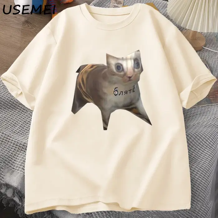Chat russe Meme T-shirts drôle graphique imprimé