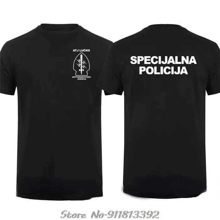 ATJ LUCKO-T-Shirt à Manches Courtes pour Homme, Vêtement Décontracté de Style Patinage Contre le Terrorisme, Unité Spéciale de la Force, Idéal pour le Fitness et l'Été