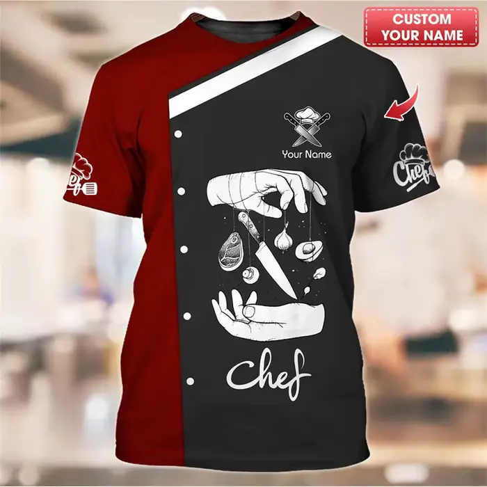 Chef travail T-shirt pour hommes drôle personnalité modèle col rond t-shirts impression 3D mode à la