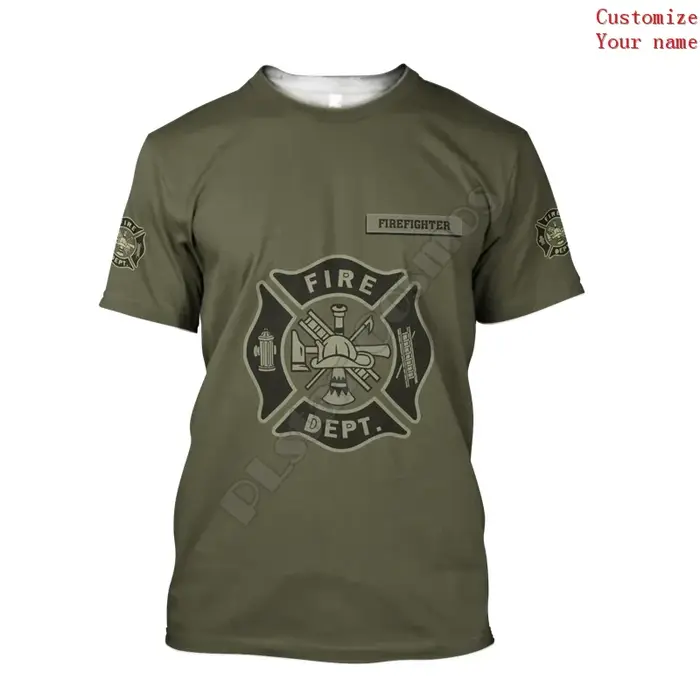 Personnaliser nom pompier 3D partout imprimé T-shirts femmes pour hommes été