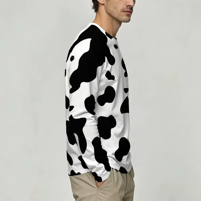 T-shirt à manches longues et col rond pour hommes