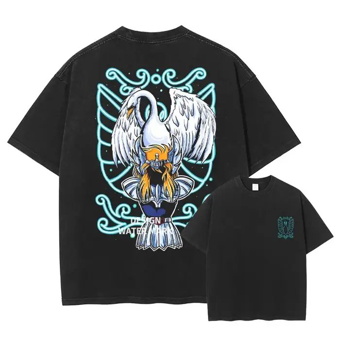 Anime Saint Seiya T-shirt zodiaque doré Shaka Saga Muu Shun Vintage lavé hauts t-shirts surdimensionné à manches courtes