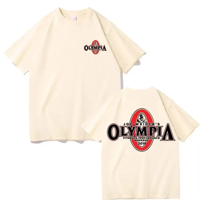 T-shirt à col rond avec motif inspiré de Fitness - Olympia - T-shirt unisexe à manches courtes de ha