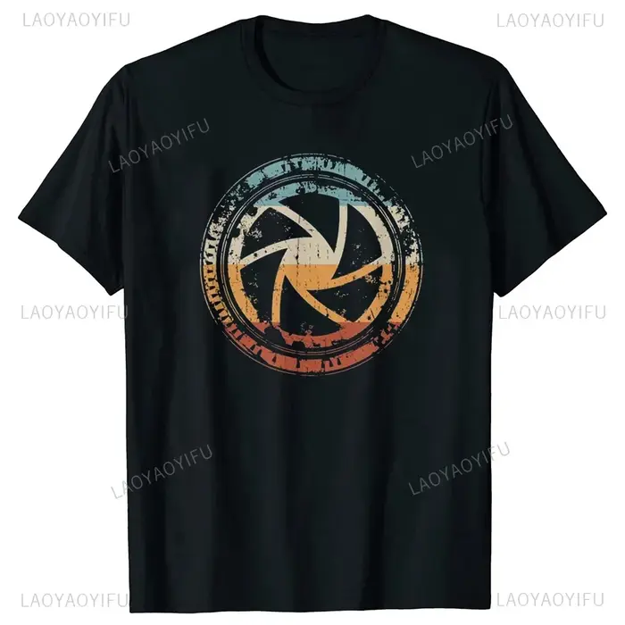Photographe cadeau hommes coton t-shirts pour amoureux de la photographie été femme Streetwear ouverture caméra