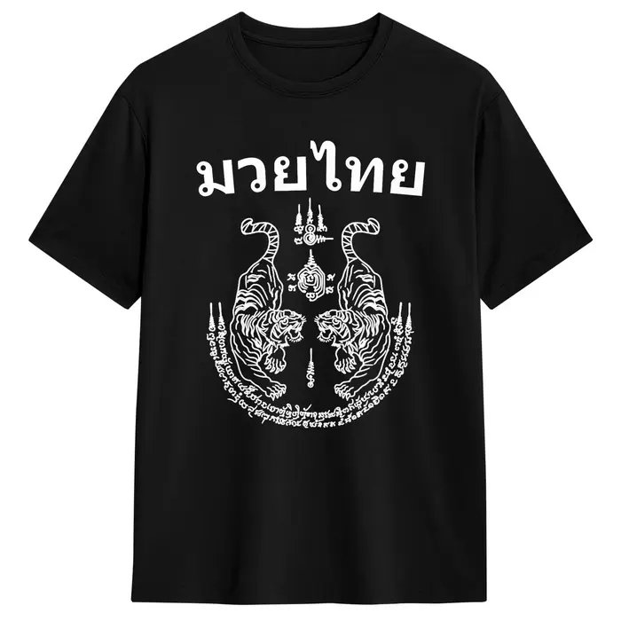 T-Shirt à manches courtes pour hommes, 100% coton, col ras du cou, Muay Thai Language Sak Yant Art T