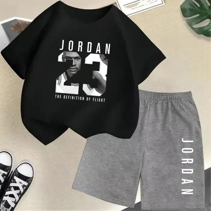 Ensemble T-shirt et short d'été à manches courtes pour enfants, mode sport, garçons et filles, 2 piè