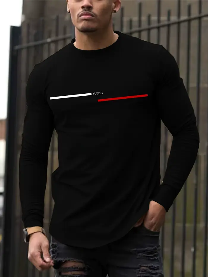 T-shirt à manches longues et col rond pour homme