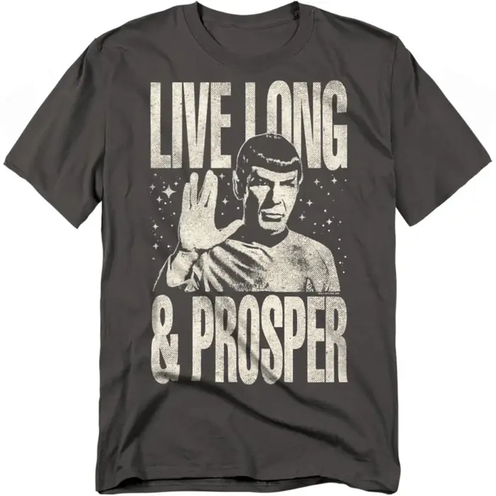 T-shirt Star Trek Live Long & Prosper en charbon de bois