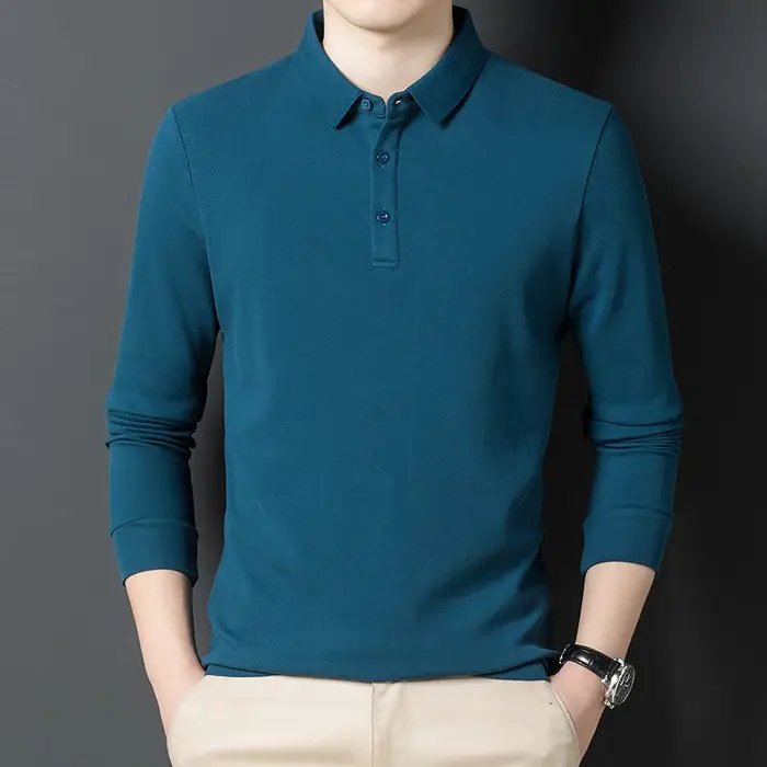 Polo décontracté à manches longues pour homme