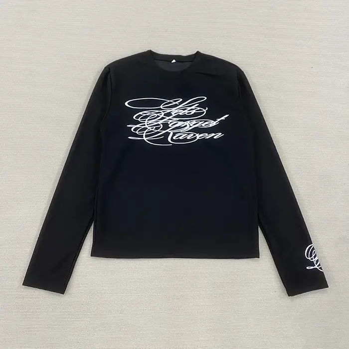 T-Shirt à manches longues imprimé américain rétro foncé Y2K