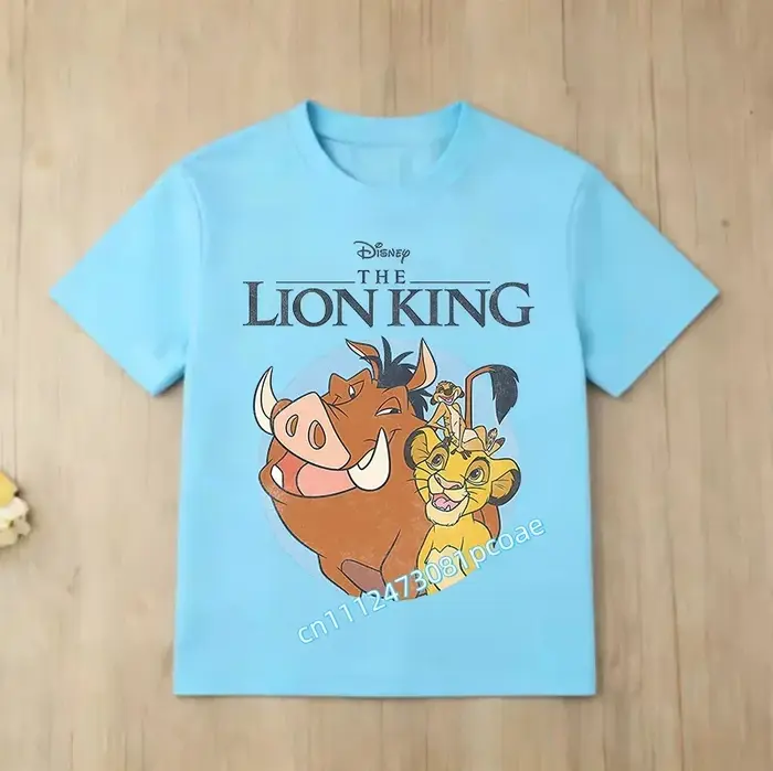 T-shirt de sport pour garçons et filles - Haut décontracté avec imprimé de dessin animé Le Roi Lion