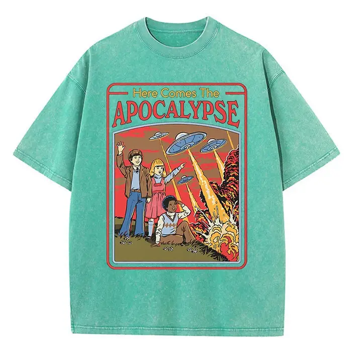 Voici l'Apocalypse Ufo lavé rétro hommes vêtements surdimensionné qualité Streetwear mode couverture