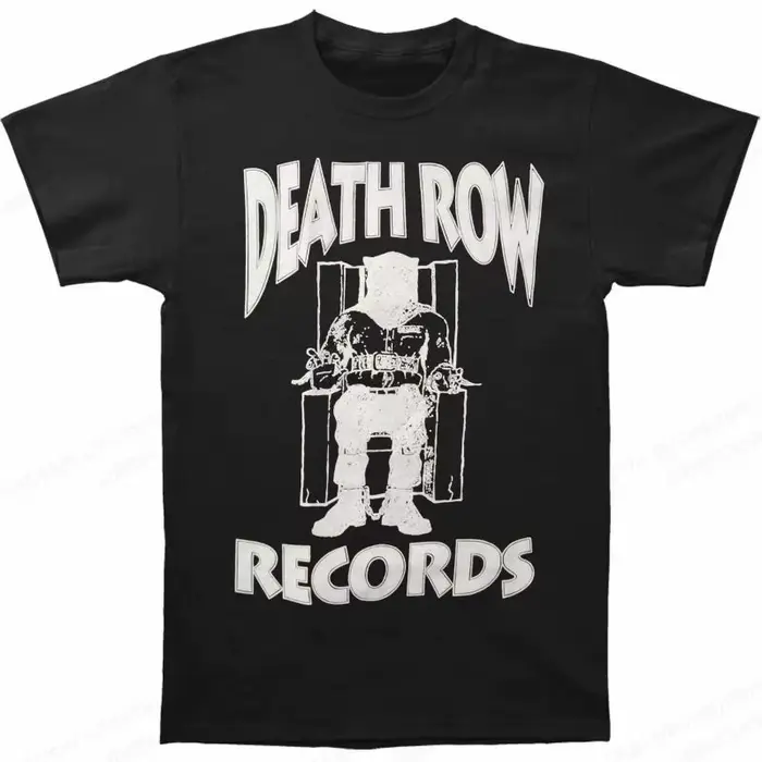 Death Row Records T-shirt graphique pour hommes en coton Hip Hop Streetwear à manches courtes T-shir