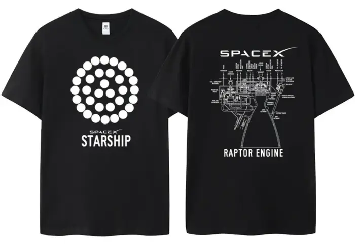 T-shirt musqué SPACE X à manches courtes pour homme – Exploration spatiale, fusée Mars, vaisseau spa