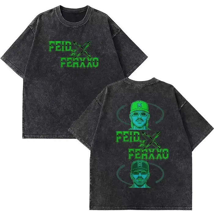 T-shirt vintage délavé imprimé Rapper Feid Ferxxo Tour 2026 pour hommes et femmes