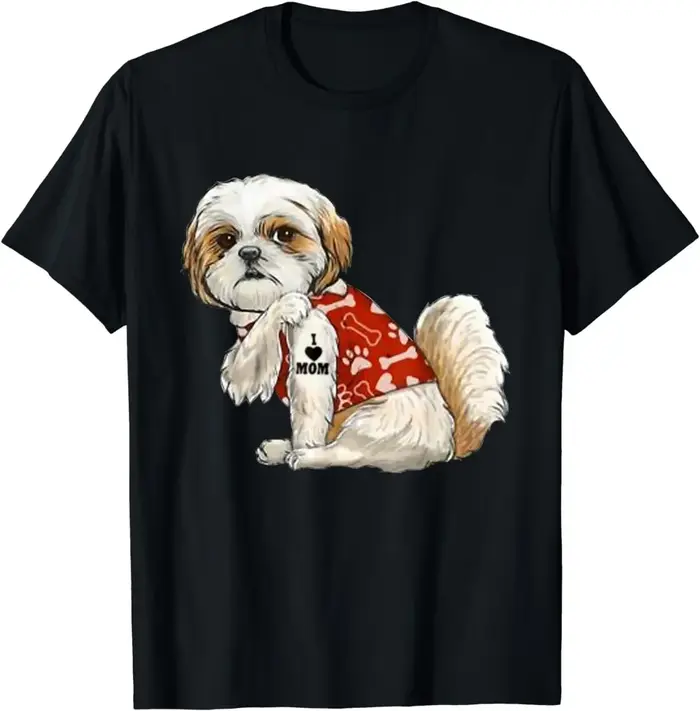 J'aime maman tatouage Shih Tzu maman drôle fête des mères cadeau T-Shirt femmes vêtements mode graphique t-shirts été Streetwear Y2K haut