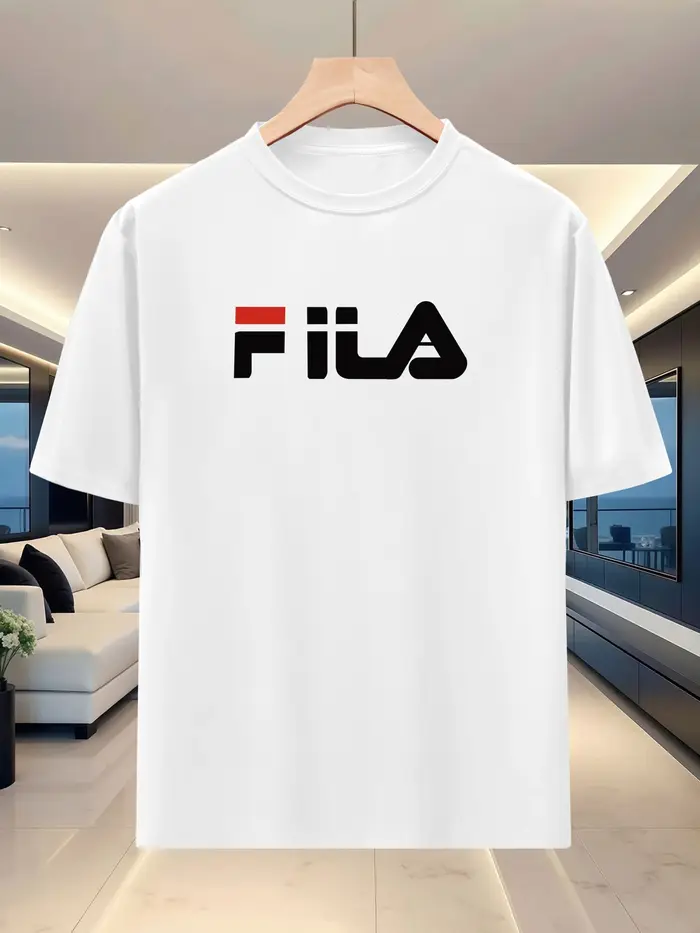 T-shirt imprimé d'été pour hommes - tissu respirant - décontracté à col rond et manches courtes - haut de sport pour la course et le fitness