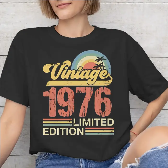 T-shirt imprimé vintage 1976 pour hommes et femmes